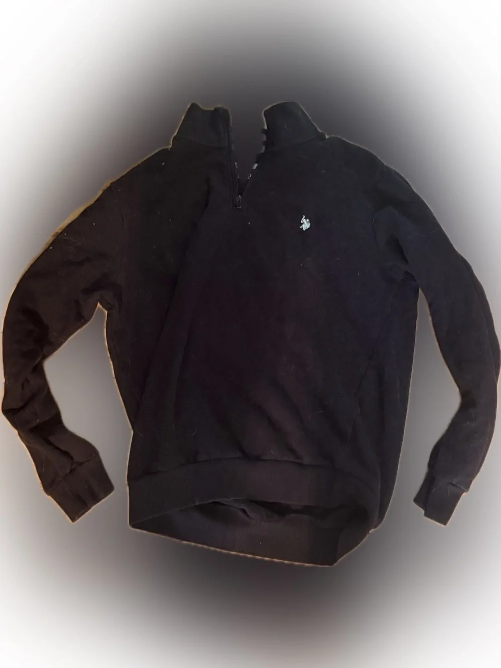 U.S. Polo Assn. Black Half-Zip Sweater with Polo Player Logo - Men's